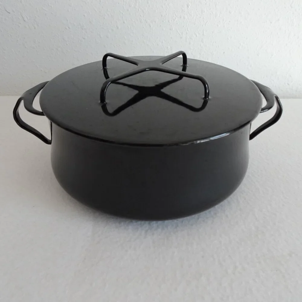 Black Dansk International 3 Quart Enamel Casserole Pot w/Lid Dutch Oven
